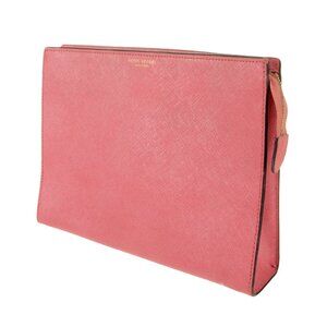 Henri Bendel Coral Colored Leather Portfolio Clutch